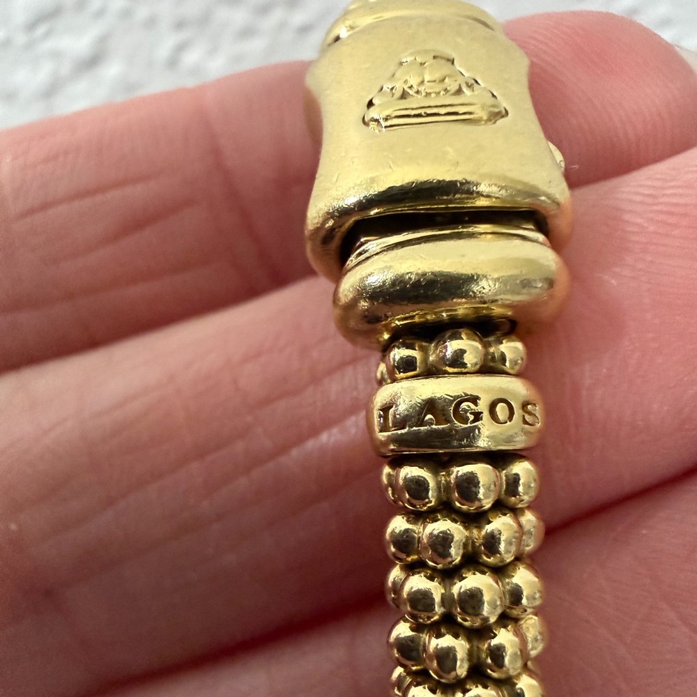 Lagos 18K Gold Station Caviar Bracelet | 6mm | Size M - Picture 8 of 11